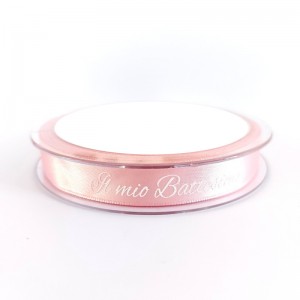 Satin Ribbon Il Mio Battesimo - Powder Pink - 15 mm